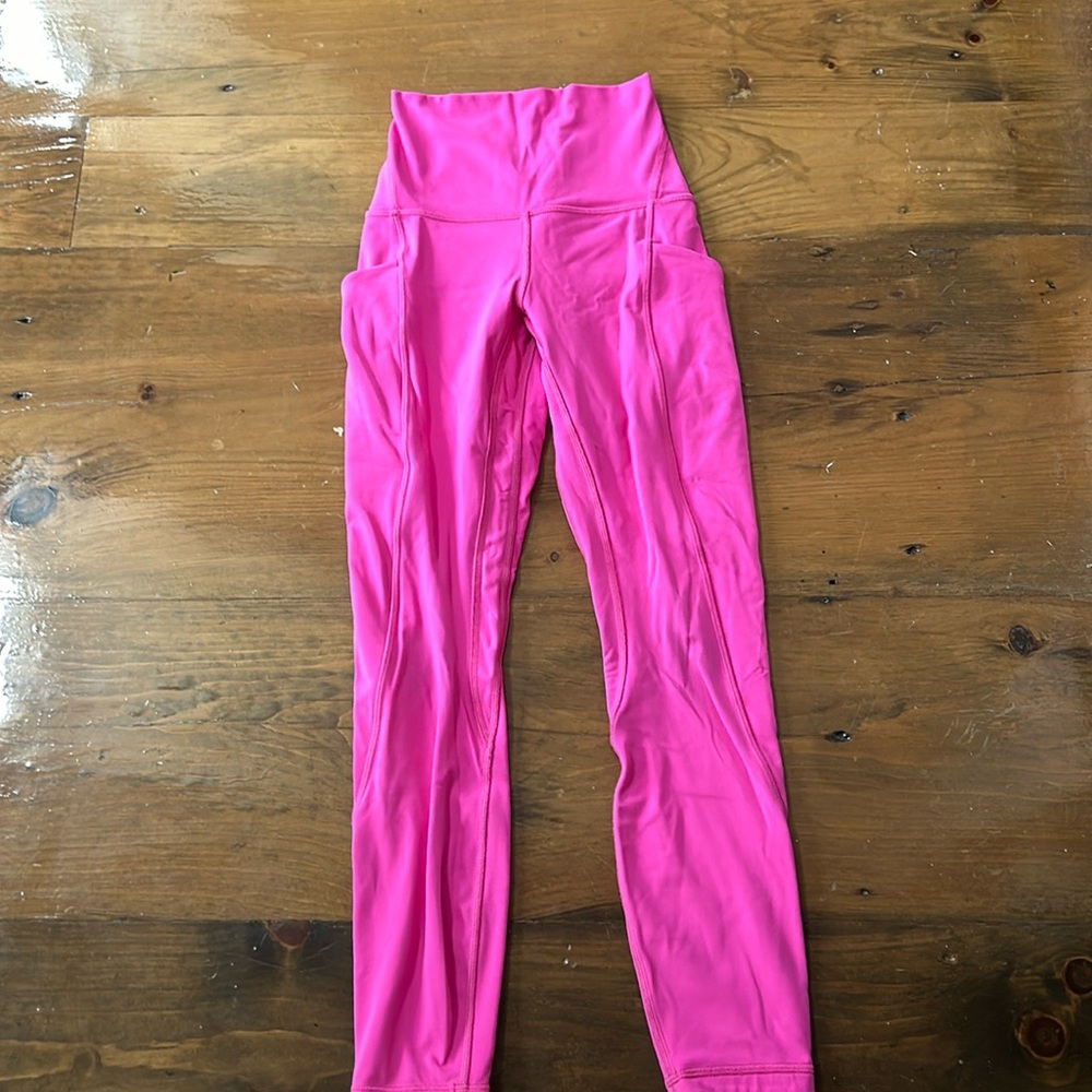 Lululemon sonic pink leggings with pockets